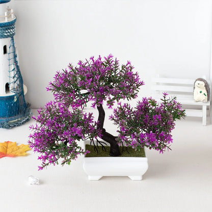 Artificial Plastic Plants Bonsai Small Tree Pot Potted Flower Garden Fake Plant Arrangement Ornaments Room Home Table Decor